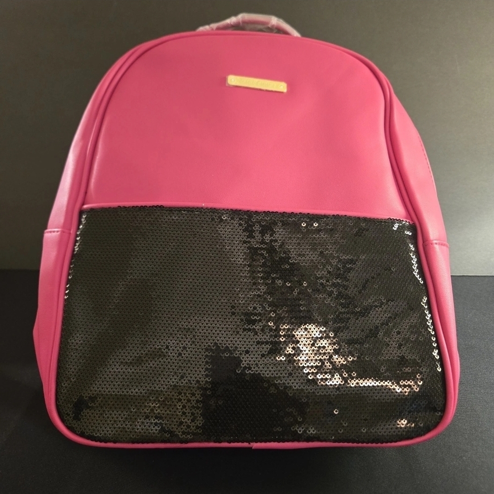 Juicy Couture Pink Black Sequin Backpack Glam Barbiecore Witchyglam Streetwear